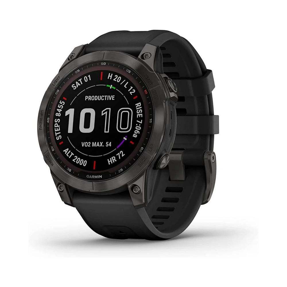 商品Garmin|Unisex Fenix 7 Sapphire Solar Carbon Gray Diamond like Carbon Titanium with Black Silicone Band Smart Watch 47mm,价格¥6724,第2张图片详细描述