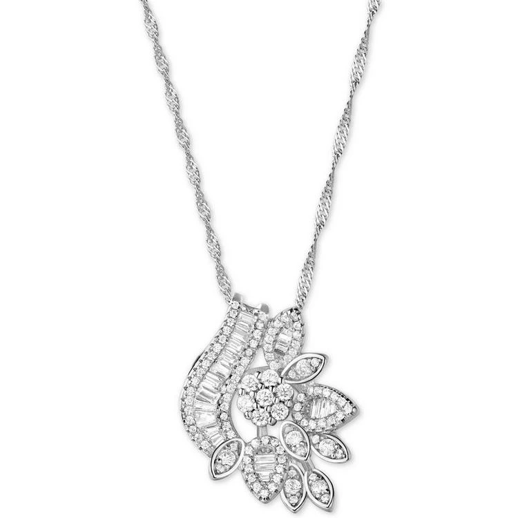 商品Macy's|Cubic Zirconia Fancy Cluster Pendant Necklace in Sterling Silver,价格¥400,第1张图片