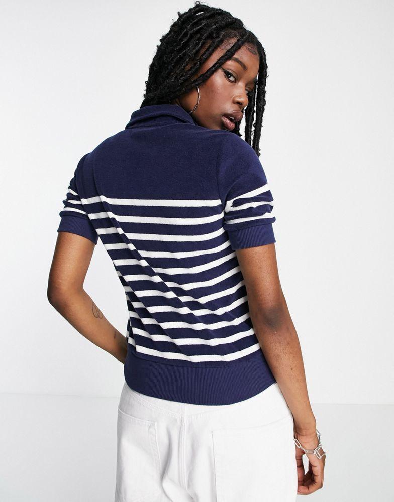 商品Ralph Lauren|Polo Ralph Lauren terry toweling stripe polo in navy,价格¥1458,第4张图片详细描述