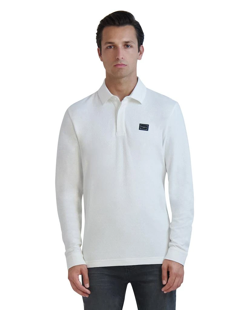 商品Karl Lagerfeld Paris|LONG SLEEVE POLO WITH METAL LOGO PLATE,价格¥492,第1张图片