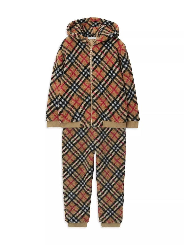 商品Burberry|Little Kid's & Kid's Check Zip Fleece Hoodie,价格¥2325,第2张图片详细描述