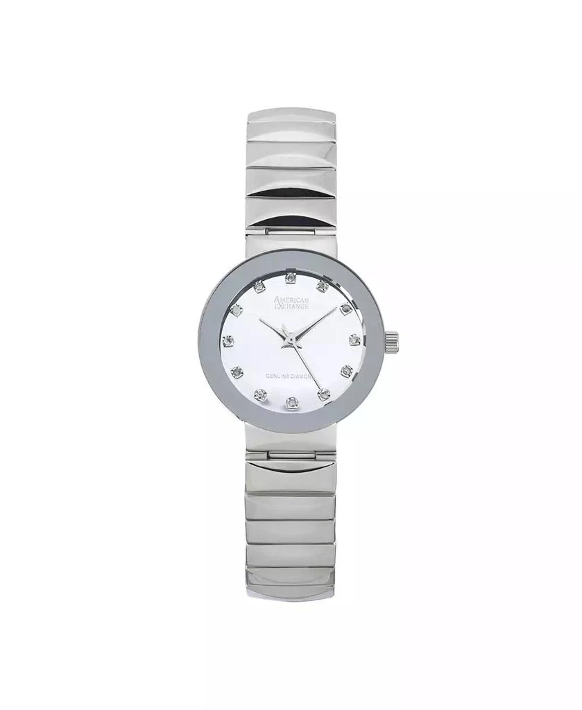 商品American Exchange|Ladies Genuine Diamond Collection Shiny Silver Watch, 28mm,价格¥150,第1张图片