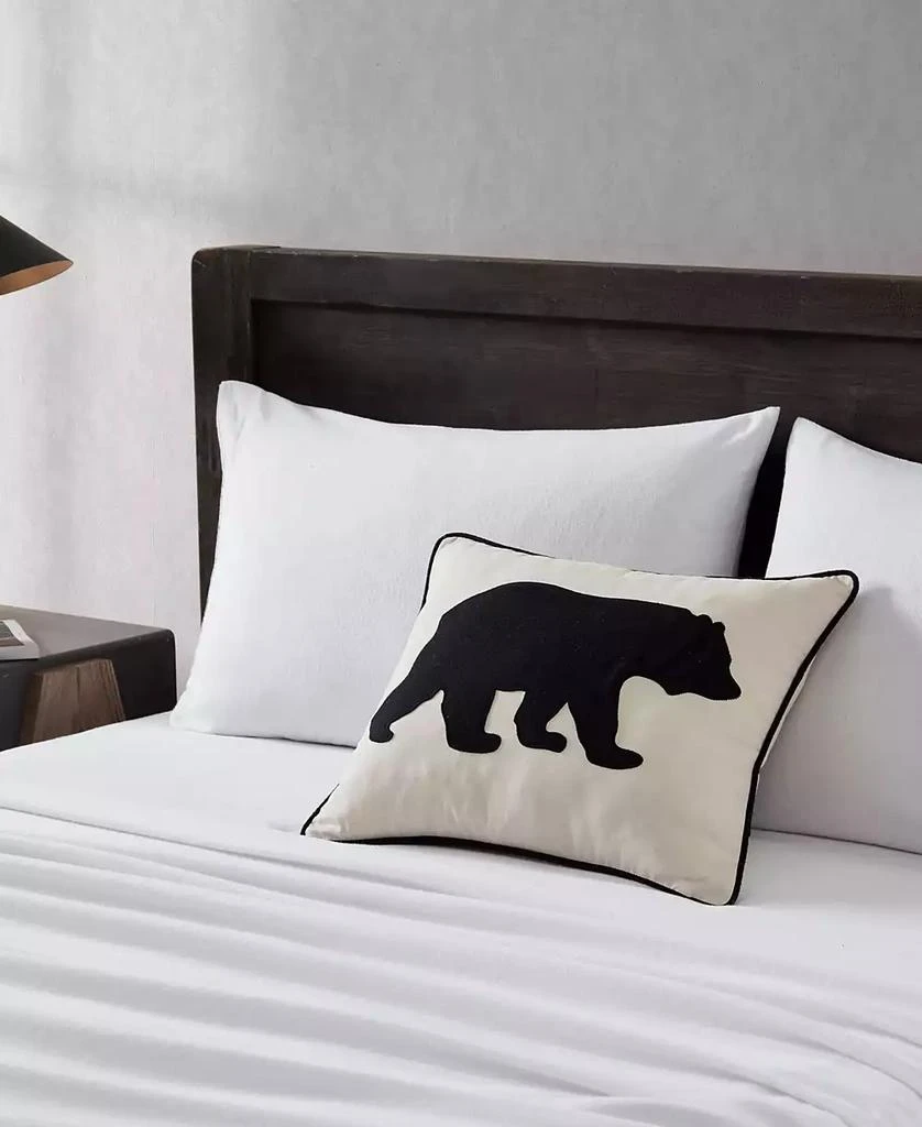 Bear Applique Grey Felt Decorative Pillow, 16" x 20" 商品