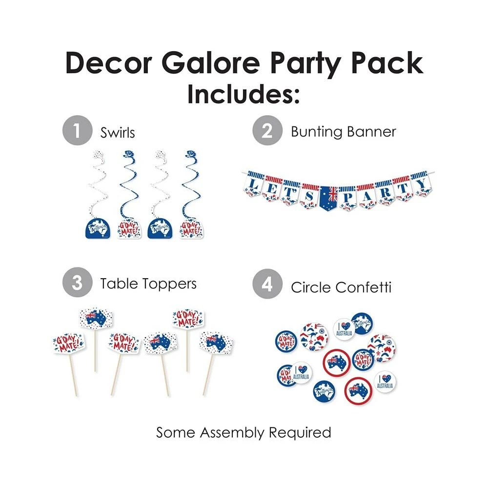 商品Big Dot of Happiness|Australia Day G’Day Mate Aussie Party Supplies Kit Decor Galore Party Pack 51 Pc,价格¥246,第2张图片详细描述