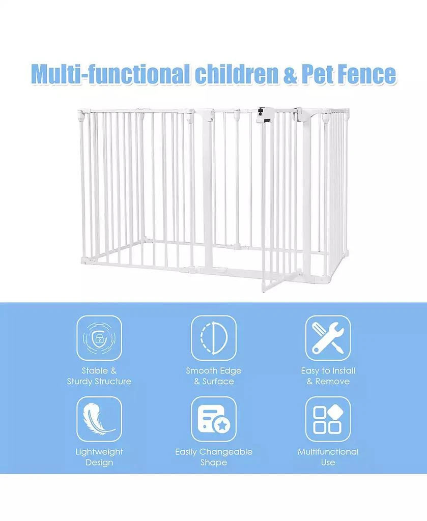 Baby 6 Panel Safe Metal Gate Play Yard Barrier Pet Fence Adjustable 商品