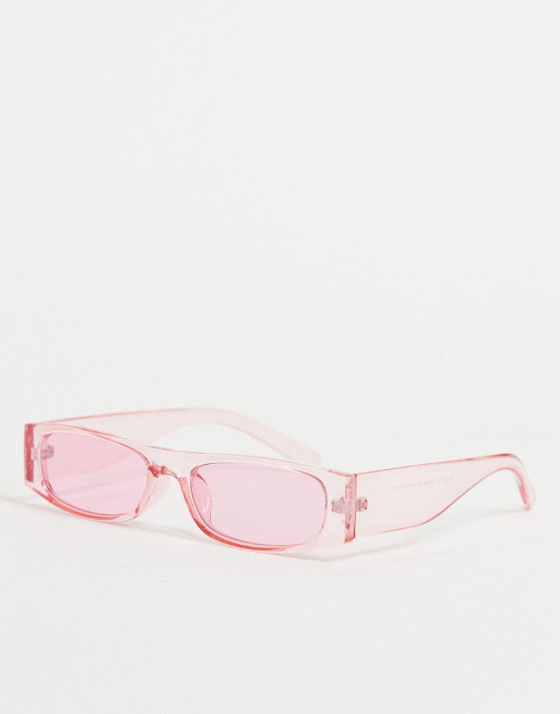 商品ASOS|ASOS DESIGN 90's mini rectangle sunglasses in pink  - LPINK,价格¥79,第1张图片