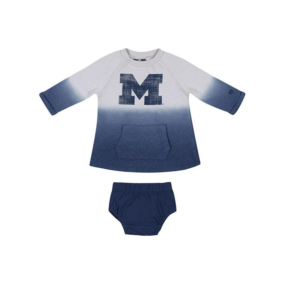 商品Colosseum|Newborn and Infant Boys and Girls Gray, Navy Michigan Wolverines Hand in Hand Ombre Dress and Bloomers Set,价格¥301,第3张图片详细描述