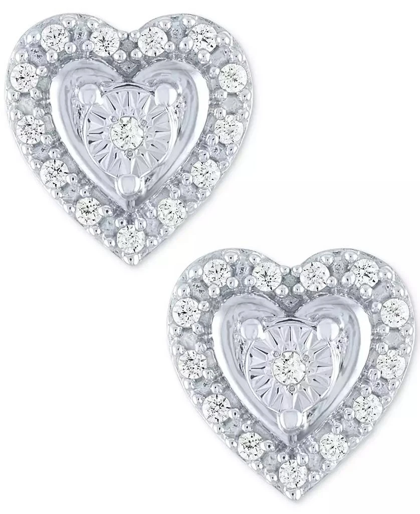 商品Macy's|Diamond Heart Earrings (1/10 ct. t.w.) in Sterling Silver or Sterling Silver & 14k Rose Gold-Plate,价格¥190,第3张图片详细描述