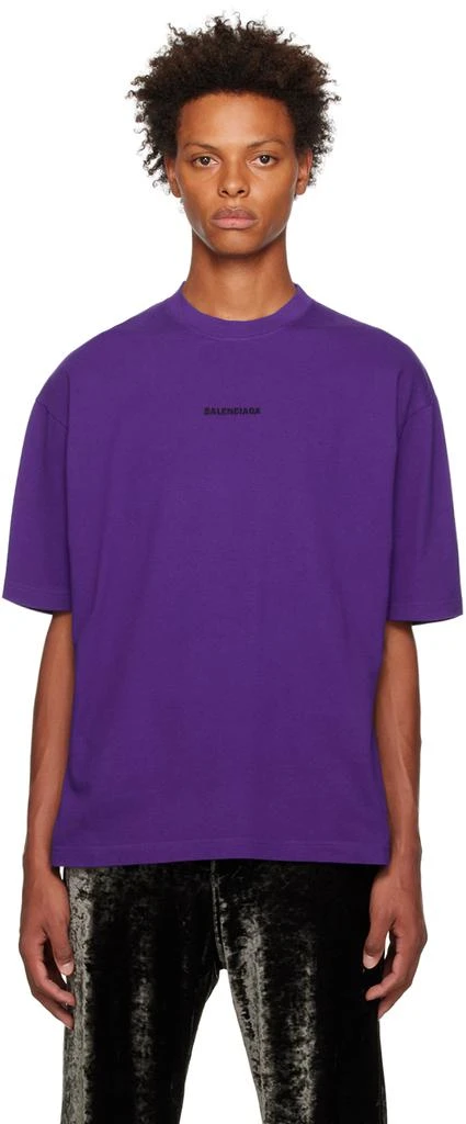 商品Balenciaga|Purple Embroidered T-Shirt,价格¥5227,第1张图片