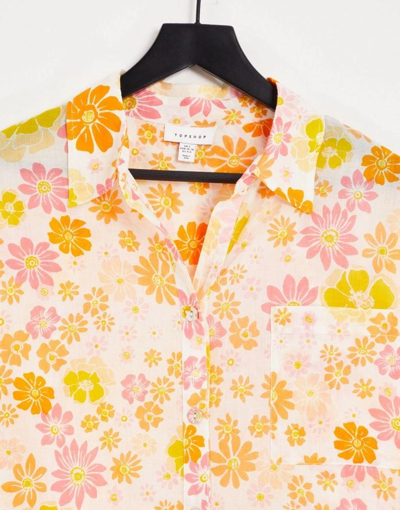 商品Topshop|Topshop 70s floral print beach shirt in multi,价格¥190,第4张图片详细描述