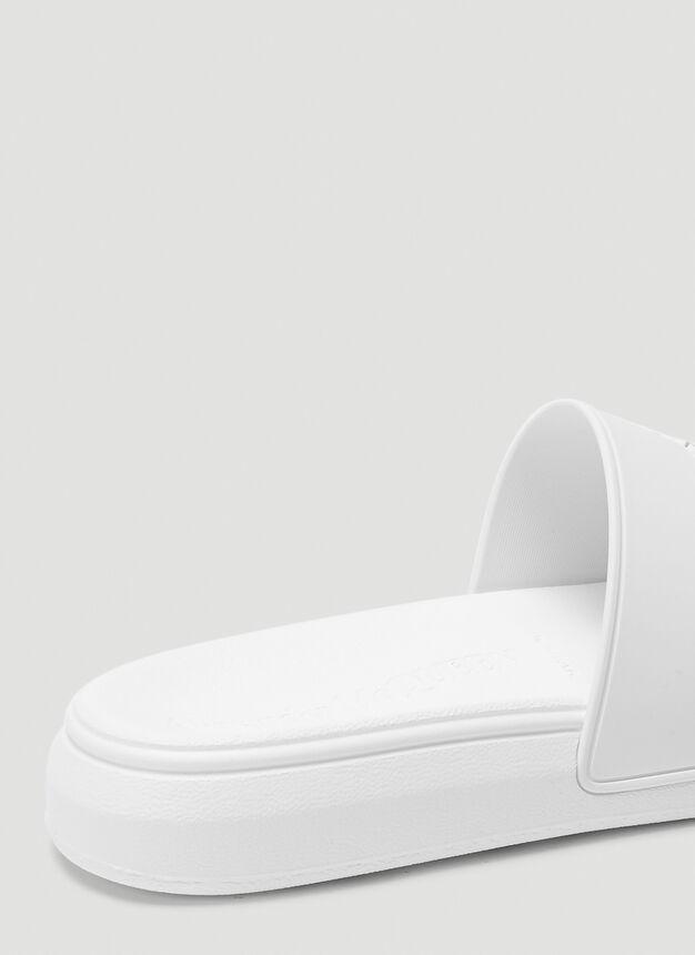 商品Alexander McQueen|Slider Logo Sandals in White,价格¥1038,第7张图片详细描述