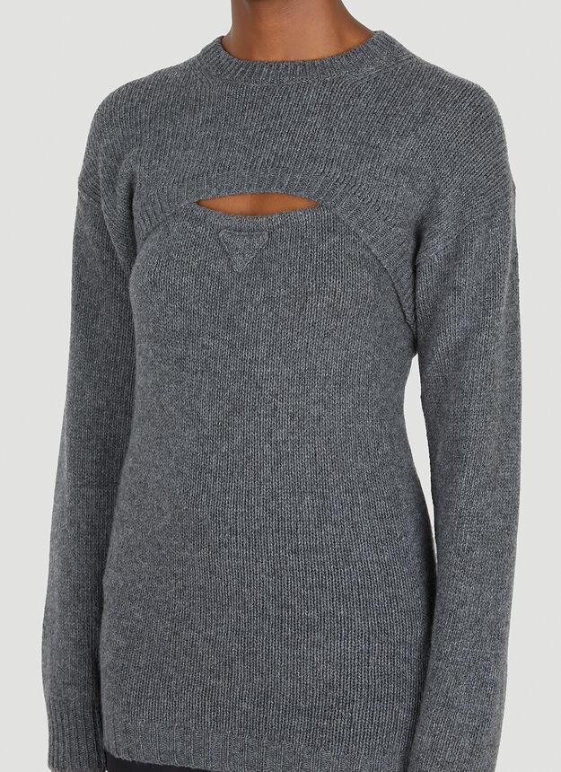商品Prada|Detachable Shrug Camisole Sweater in Grey,价格¥20164,第7张图片详细描述