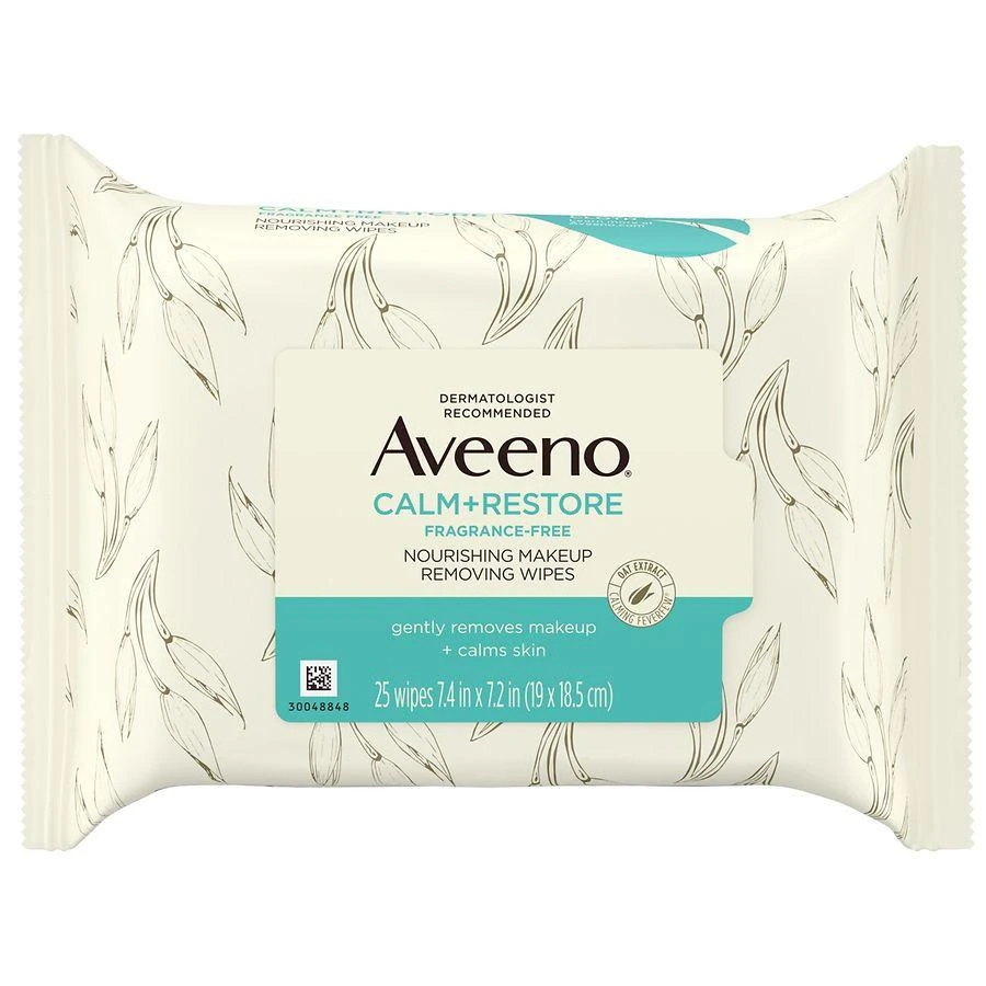 商品Aveeno|Calm + Restore Makeup Remover Facial Wipes Fragrance Free,价格¥91,第1张图片