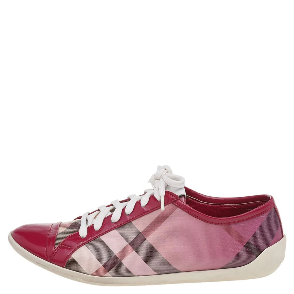 商品[二手商品] Burberry|Burberry Pink Nova Check PVC And Patent Leather Low Top Sneakers Size 37,价格¥1102,第2张图片详细描述