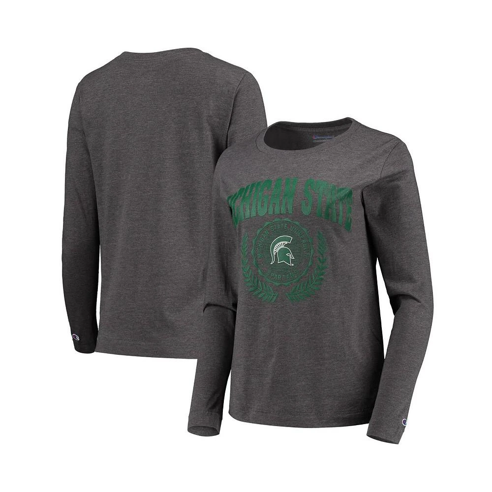 商品CHAMPION|Women's Heathered Charcoal Michigan State Spartans University Laurels Long Sleeve T-shirt,价格¥229,第1张图片