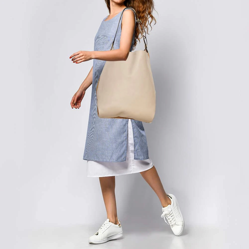 商品Burberry|Burberry Beige/Brown Leather and Fabric Medium Grommet Hobo,价格¥5706,第2张图片详细描述