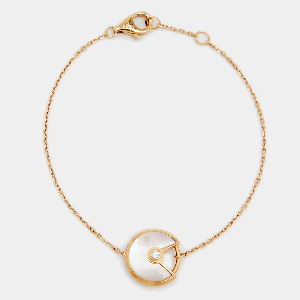 商品[二手商品] Cartier|Cartier Amulette De Cartier Mother of Pearl Diamond 18k Yellow Gold XS Model Bracelet,价格¥8916,第1张图片