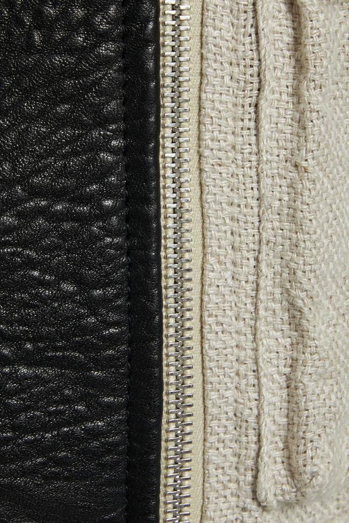 Lovelocspe leather-paneled linen jacket商品第4张图片规格展示