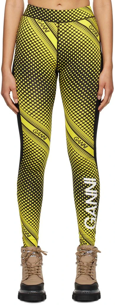 商品Ganni|Yellow & Black Zipper Leggings,价格¥873,第1张图片
