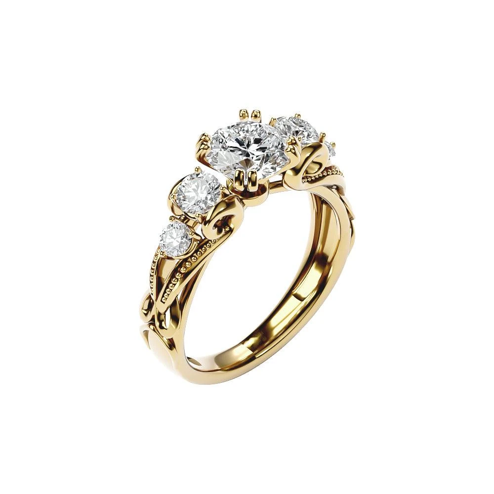 商品Monary|2 Carat Vintage Moissanite Engagement Ring In 14 Karat Yellow Gold,价格¥5662,第3张图片详细描述