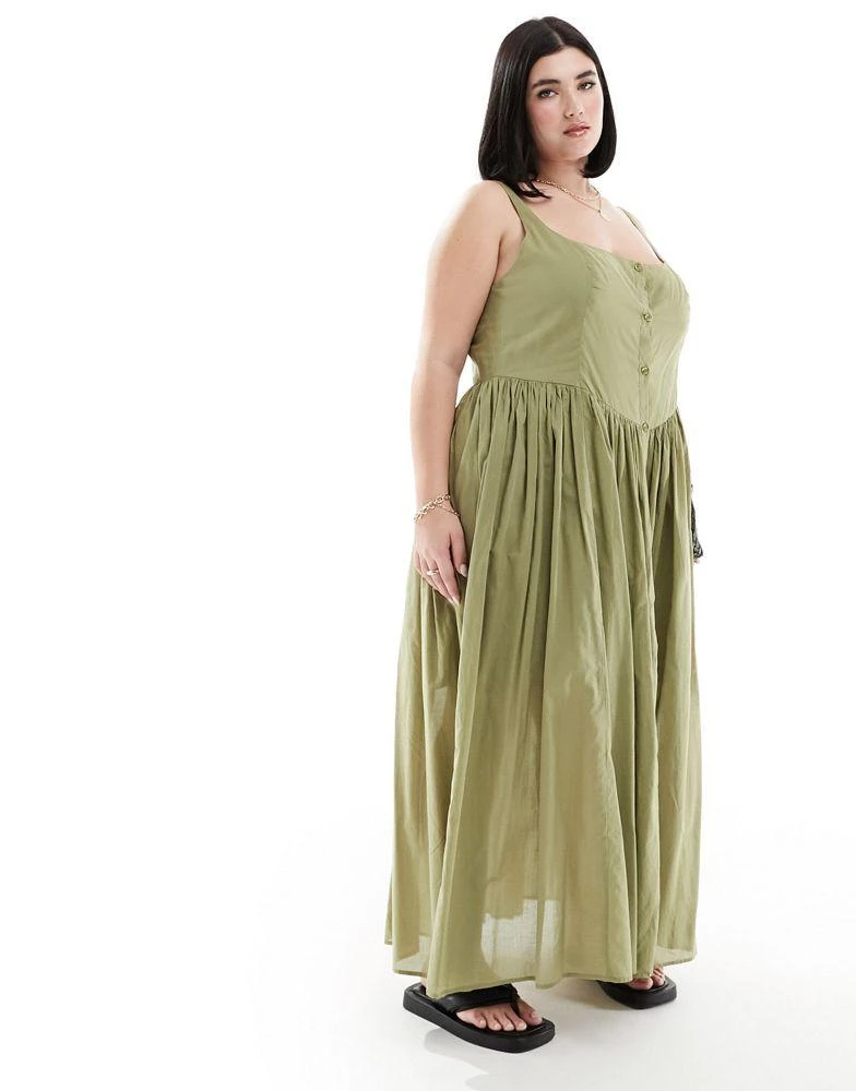 商品ASOS|ASOS DESIGN Curve voile picnic midi sundress in green,价格¥119,第3张图片详细描述