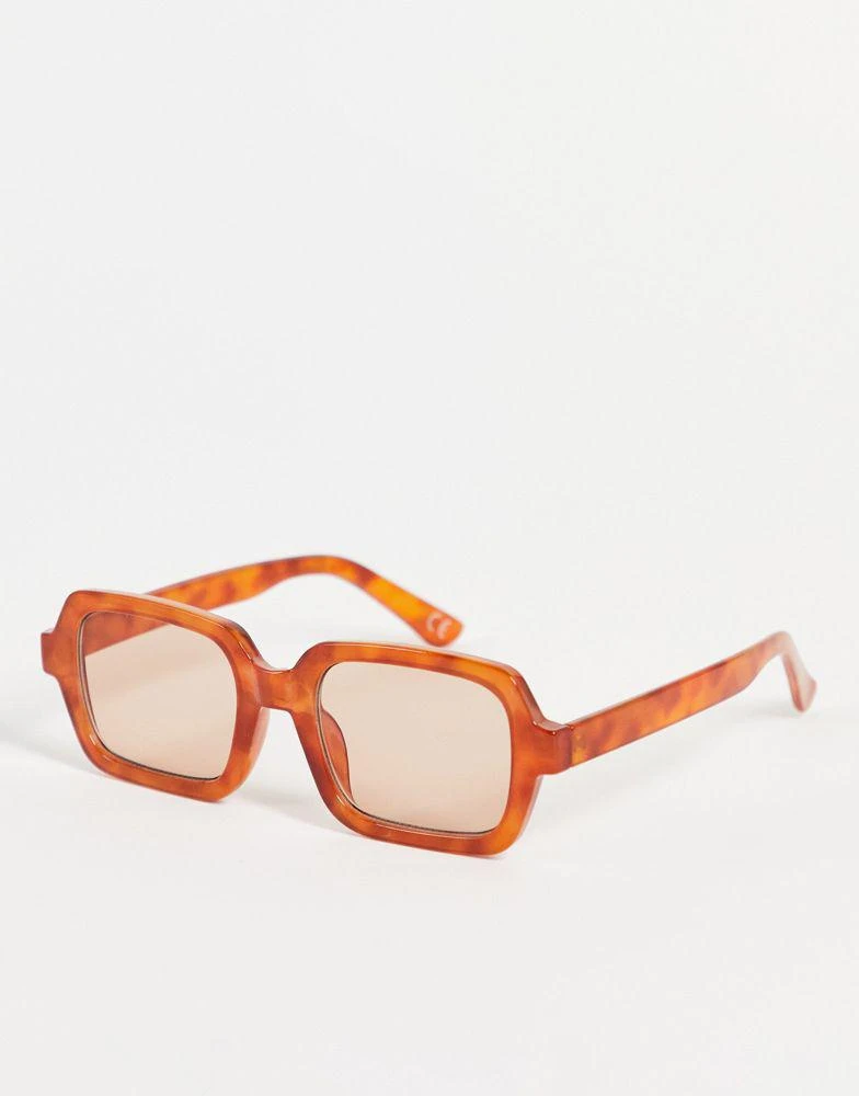 商品ASOS|ASOS DESIGN square sunglasses with brown lens in brown tortoiseshell - BROWN,价格¥75,第1张图片