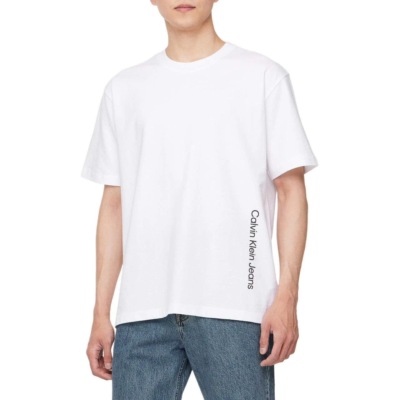 商品[国内直发] Calvin Klein|CALVIN KLEIN 宽松提花纯色短袖T恤 男款 白色,价格¥387,第9张图片详细描述