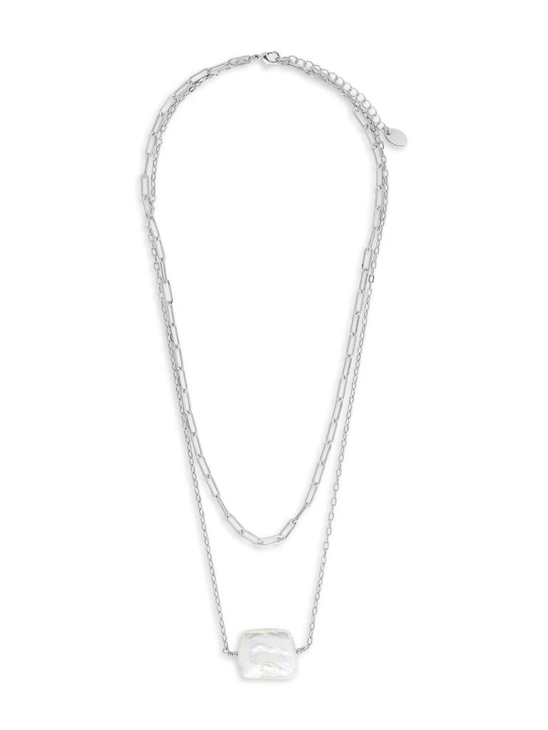 商品Sterling Forever|Chain Link and Pearl Layered Necklace,价格¥113,第2张图片详细描述