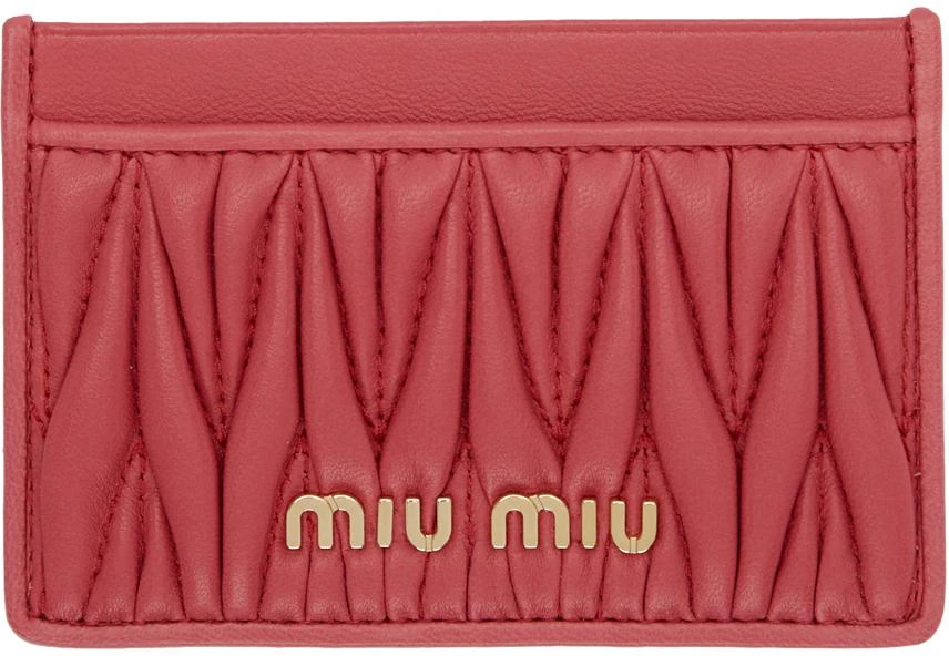 商品Miu Miu|Pink Quilted Logo Card Holder,价格¥1871,第1张图片