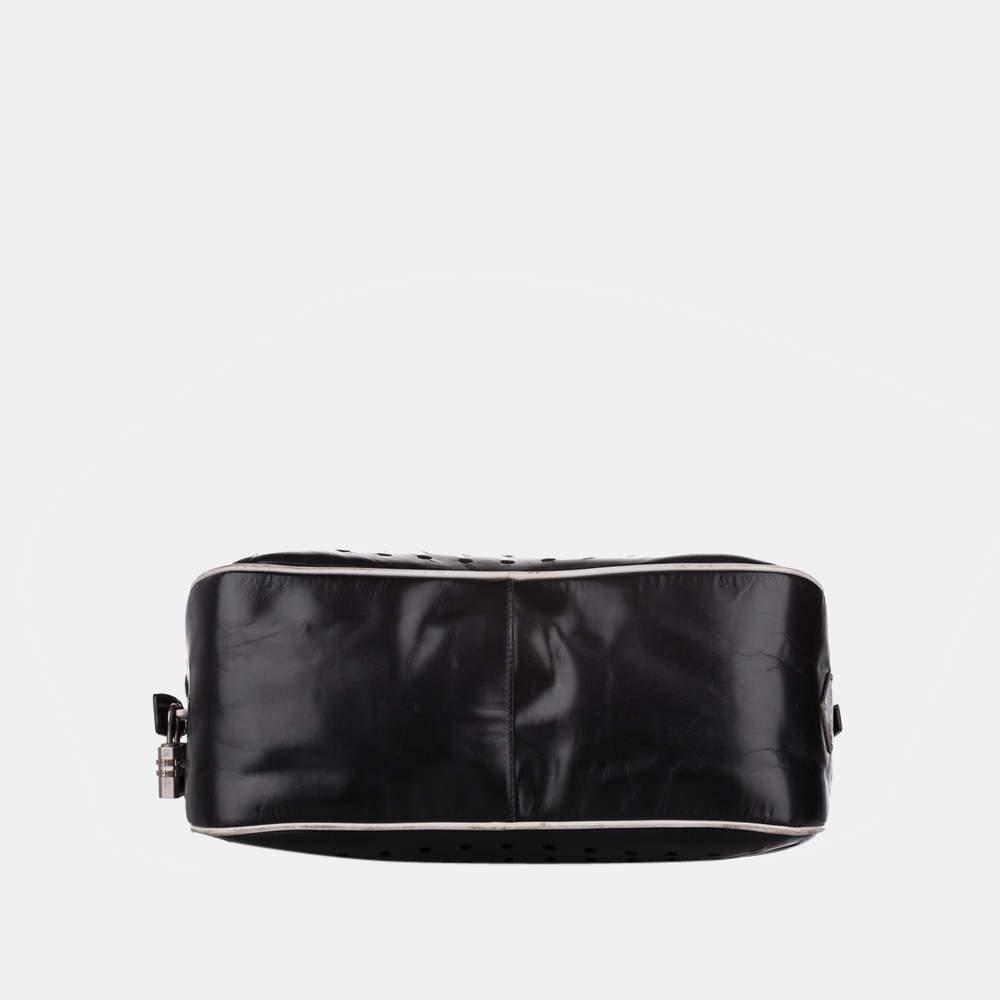 商品[二手商品] Prada|Prada Black Perforated Leather Shoulder Bag,价格¥2553,第6张图片详细描述