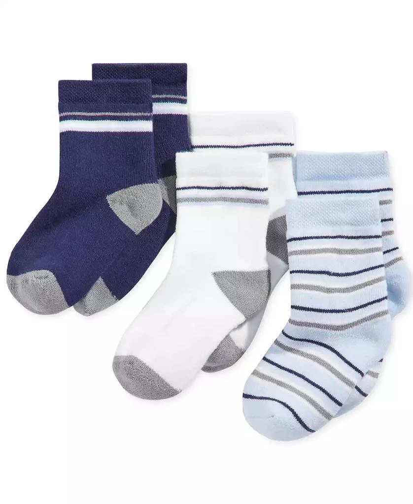 商品First Impressions|Baby Boys Striped Crew Socks, Pack of 3, Created for Macy's,价格¥105,第1张图片