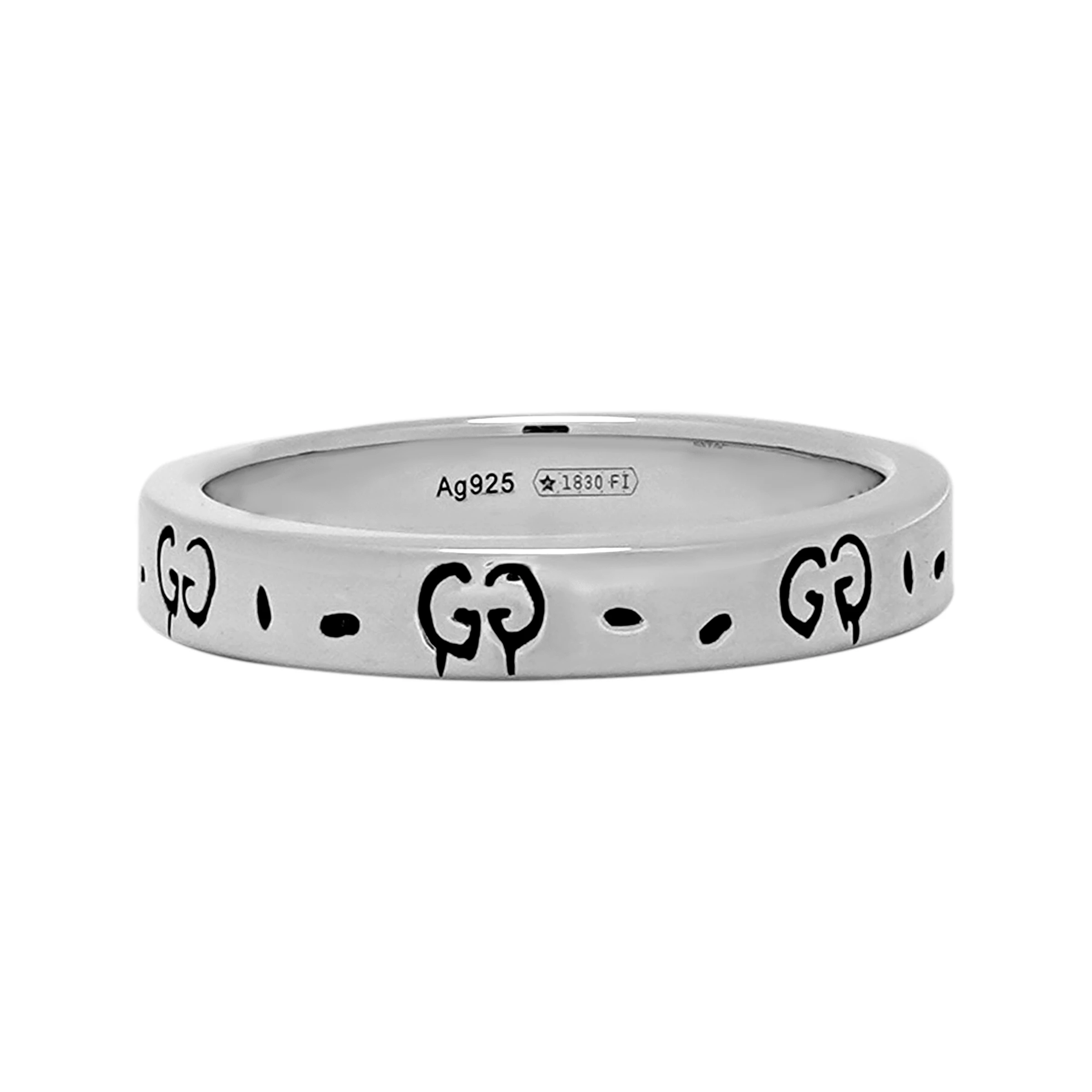 商品[国内直发] Gucci|古驰 小精灵戒指0.4cm宽 银色情侣 礼袋 925银 戒指 男女同款情侣款,价格¥1988,第5张图片详细描述