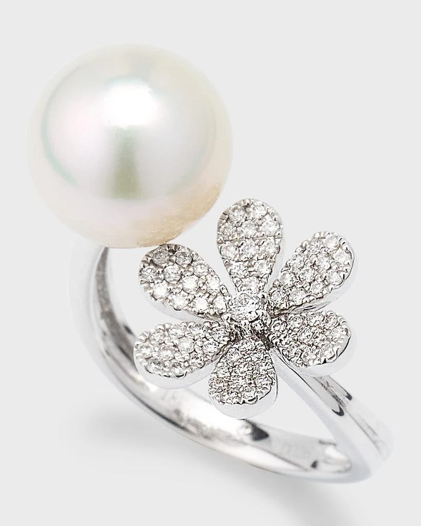 商品Pearls By Shari|18K White Gold South Sea Pearl and Daisy Flower Pot Ring, Size 6.5,价格¥24055,第3张图片详细描述