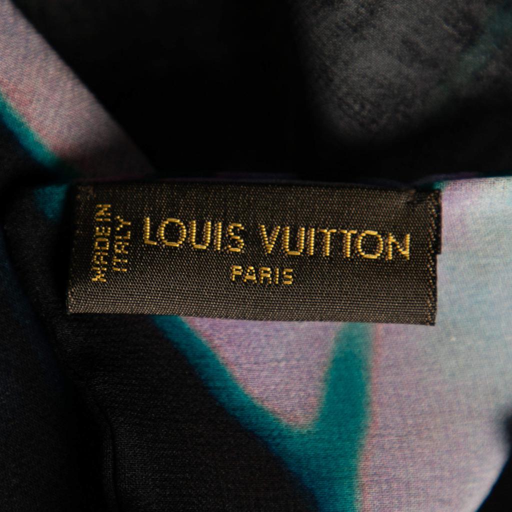 Louis Vuitton Multicolor Holographic Print Silk Scarf商品第4张图片规格展示