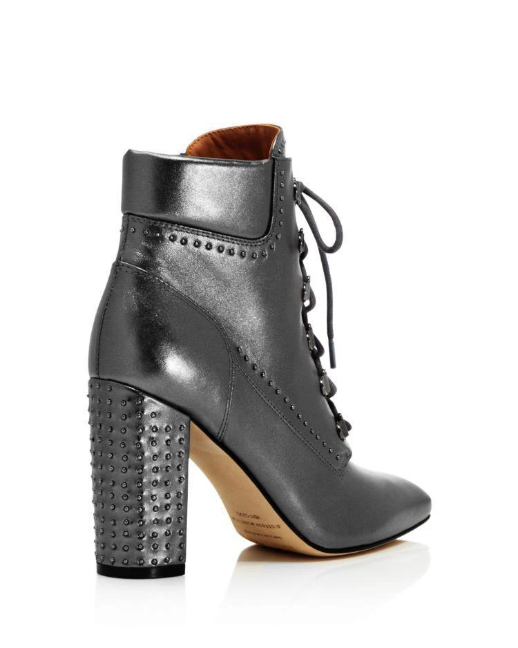 商品Sigerson Morrison|Valora Metallic Studded Lace Up Block Heel Booties - 100% Exclusive,价格¥1646,第4张图片详细描述