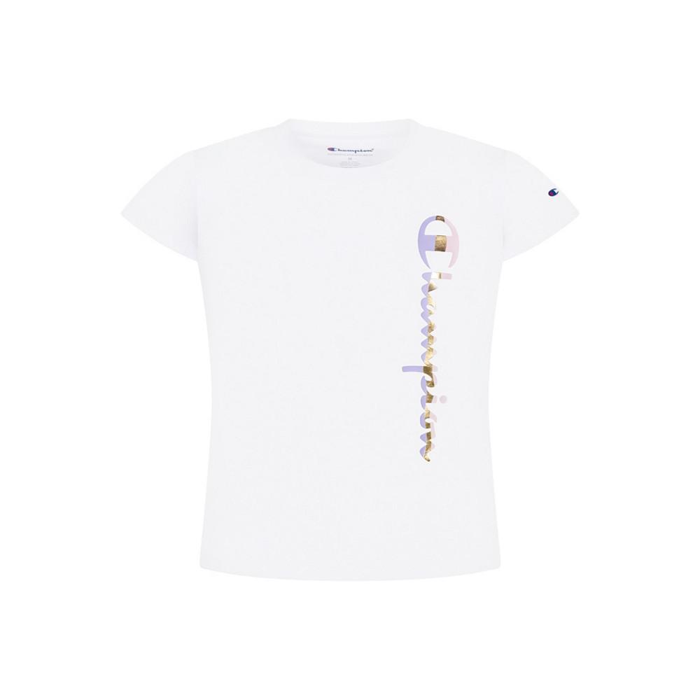 商品CHAMPION|Big Girls Color Block Script with Foil Short Sleeves Graphic T-shirt,价格¥144,第1张图片