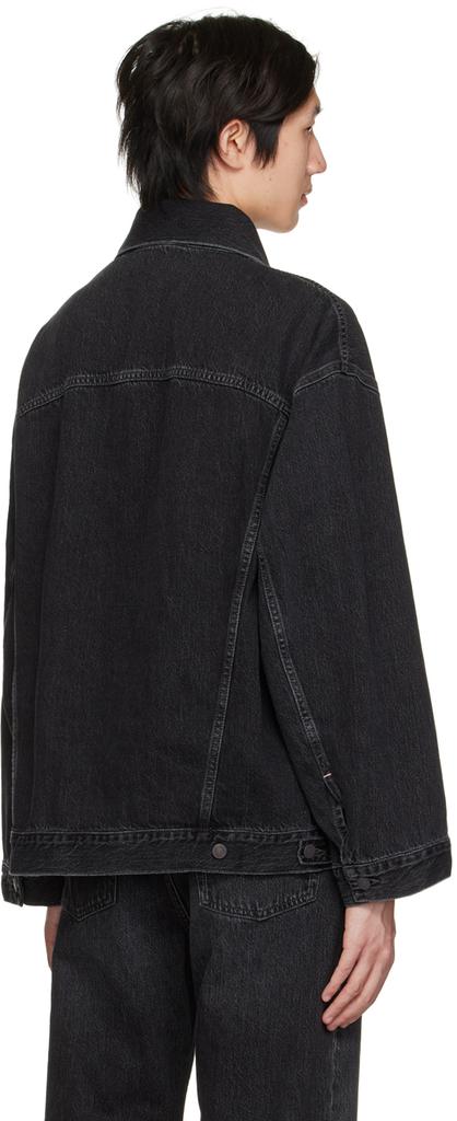 Black Loose-Fit Denim Jacket商品第3张图片规格展示