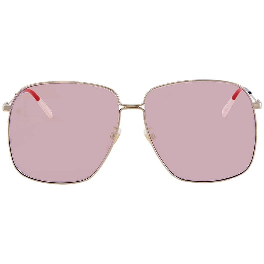 商品Gucci|Gucci Pink Oversized Ladies Sunglasses GG0394S 004 62,价格¥1480,第2张图片详细描述