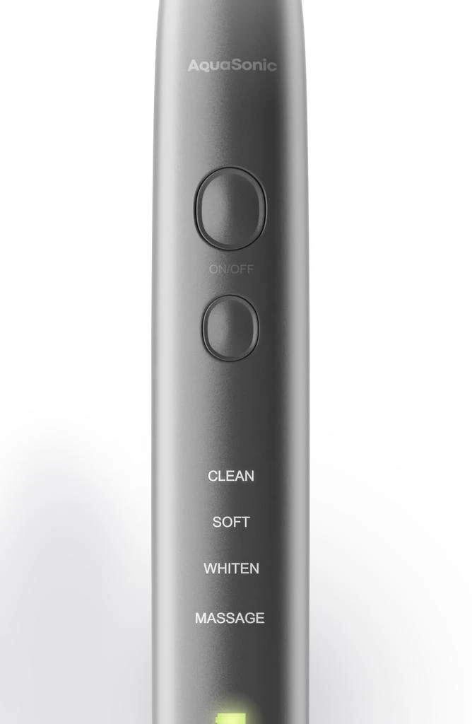 商品AquaSonic|VIBE Series Charcoal Gray UltraSonic Whitening Toothbrush with 8 DuPont Brush Heads & Travel Case,价格¥304,第2张图片详细描述