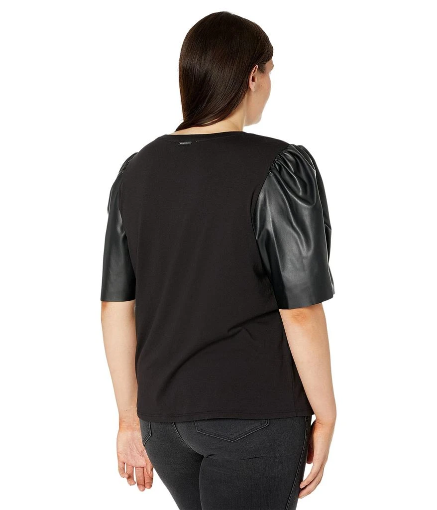 商品Michael Kors|Plus Size T-Shirt with Leather Sleeve,价格¥419,第2张图片详细描述