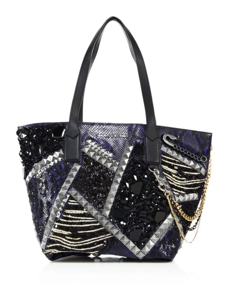 商品Marc Jacobs|Wingman Embellished Snake-Print Leather Tote,价格¥2730,第1张图片