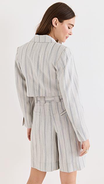 商品Ganni|垂褶条纹西装外套,价格¥2757,第5张图片详细描述