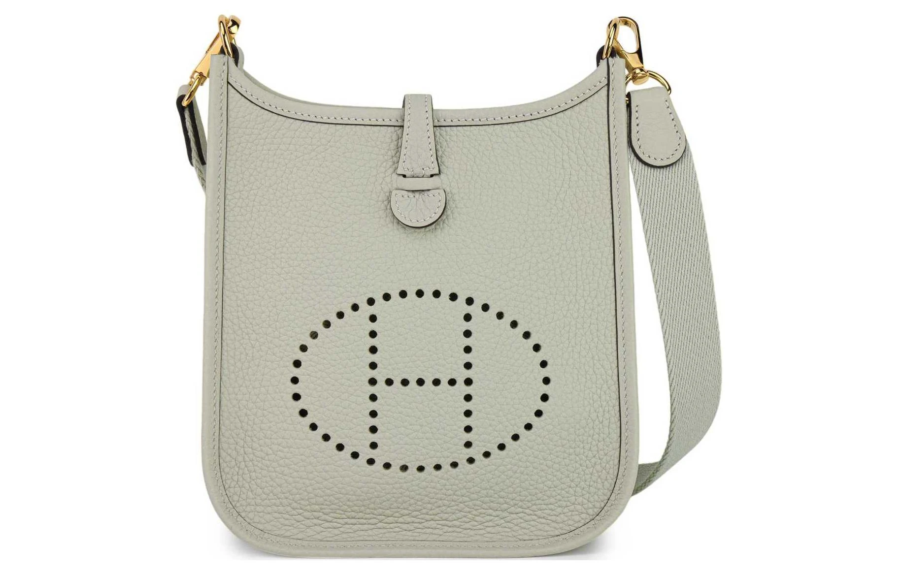 商品[国内直发] Hermes|爱马仕 Evelyne 16 金扣 Clemence牛皮 单肩斜挎包 迷你 女款 冰晶灰,价格¥26389,第3张图片详细描述