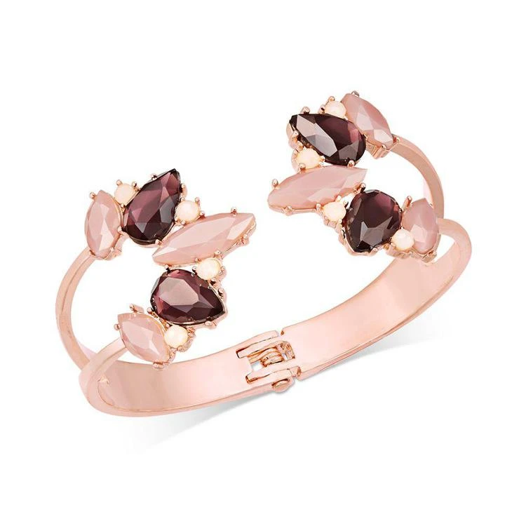 商品INC International|I.N.C. Rose Gold-Tone Colored Crystal Hinged Cuff Bracelet, Created for Macy's,价格¥66,第1张图片