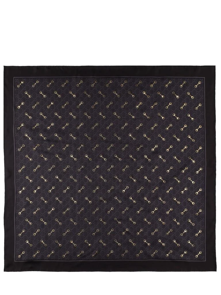 商品Gucci|Gg Horsebit Print Silk Scarf,价格¥4169,第1张图片