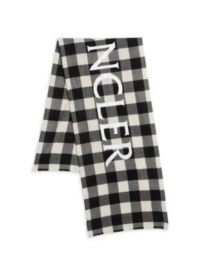 商品Moncler|Checked Logo Wool Scarf,价格¥1581,第2张图片详细描述