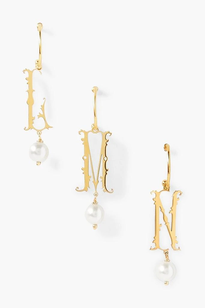 商品Simone Rocha|Initial gold-plated faux pearl earring,价格¥210,第1张图片