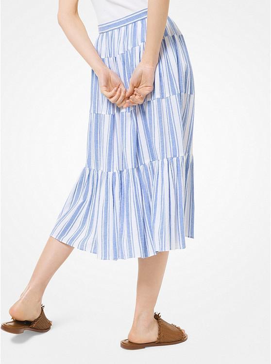 商品Michael Kors|Striped Cotton Gauze Tiered Skirt,价格¥546,第5张图片详细描述