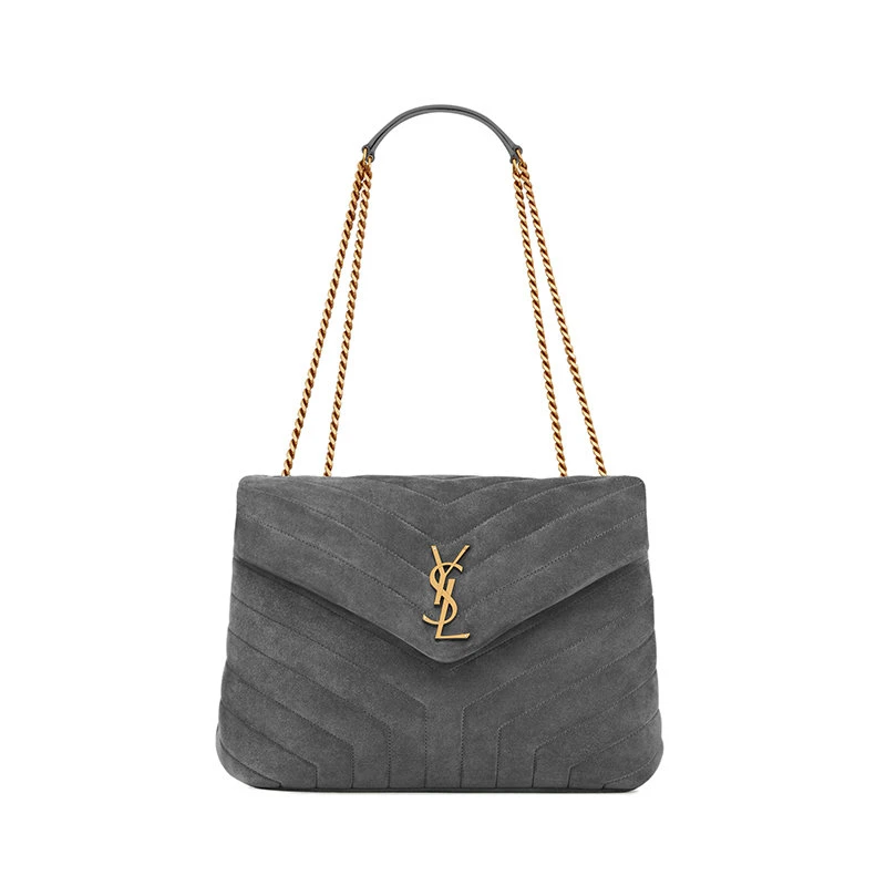 商品Yves Saint Laurent|【预售3-7天】YSL/圣罗兰 23新款 女士中号灰色小牛皮金色饰面翻盖单肩链条包5749461U8671112,价格¥20951,第1张图片