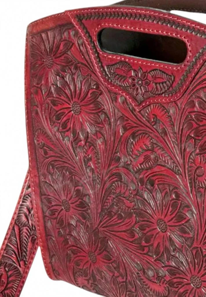 商品American Darling|Women's Hand Tooled Leather Briefcase Crossbody Bag In Red,价格¥1181,第2张图片详细描述